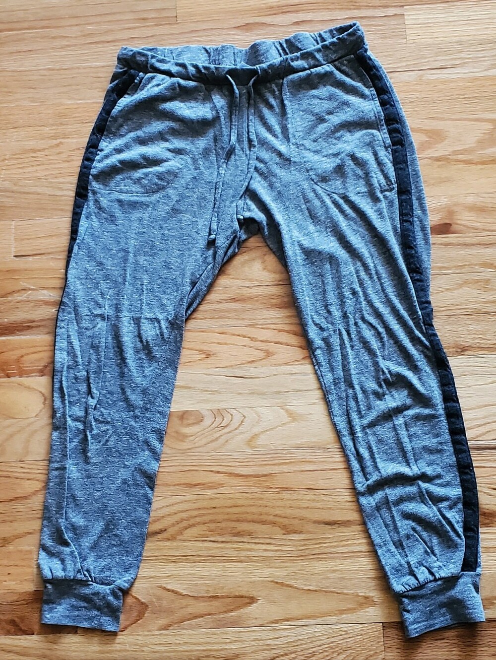 Alternative Apparel Heather Gray Track Joggers with Black Side Stripe
